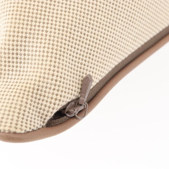 HERMES Cushion Canvas Beige Auth ka047
