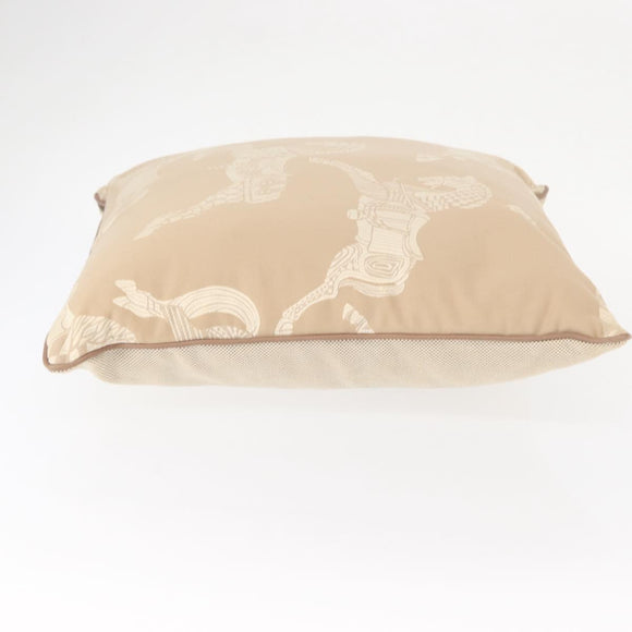 HERMES Cushion Canvas Beige Auth ka047