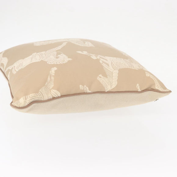 HERMES Cushion Canvas Beige Auth ka047