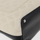 CHANEL Cambon Line Hand Bag Leather White Silver black CC Auth ka054-15