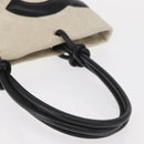 CHANEL Cambon Line Hand Bag Leather White Silver black CC Auth ka054-7