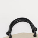 CHANEL Cambon Line Hand Bag Leather White Silver black CC Auth ka054-8