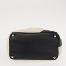 CHANEL Cambon Line Hand Bag Leather White Silver black CC Auth ka054-5