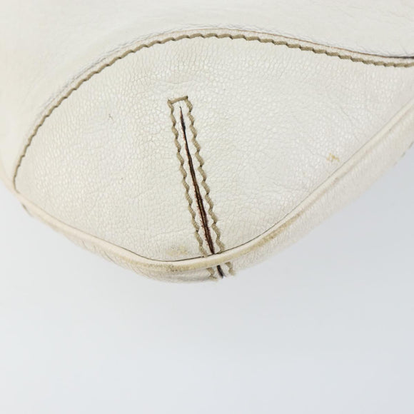 GUCCI Shoulder Bag Leather White Gold 154392 Auth ka056