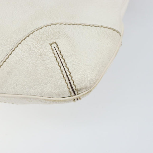 GUCCI Shoulder Bag Leather White Gold 154392 Auth ka056