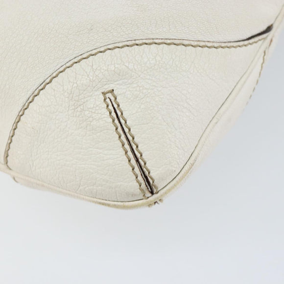 GUCCI Shoulder Bag Leather White Gold 154392 Auth ka056