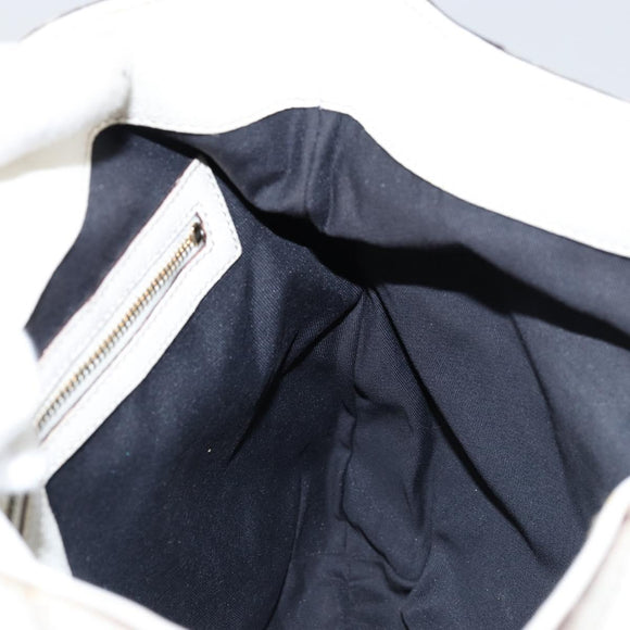 GUCCI Shoulder Bag Leather White Gold 154392 Auth ka056