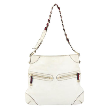 GUCCI Shoulder Bag Leather White Gold 154392 Auth ka056 - 0