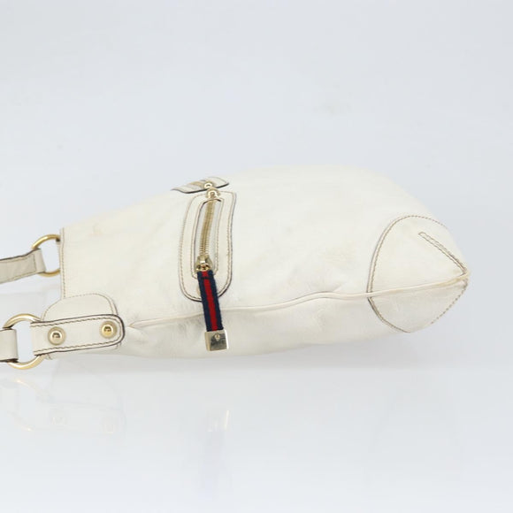 GUCCI Shoulder Bag Leather White Gold 154392 Auth ka056