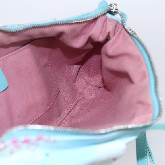 Salvatore Ferragamo Shoulder Bag Nylon 2way Light Blue Silver Auth ka057V