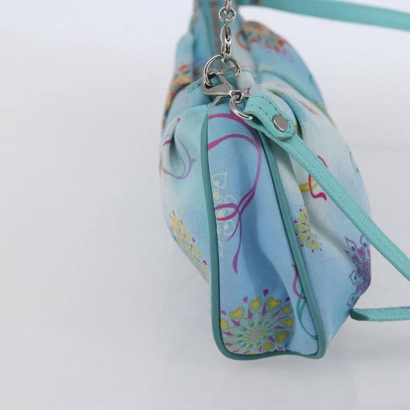 Salvatore Ferragamo Shoulder Bag Nylon 2way Light Blue Silver Auth ka057V