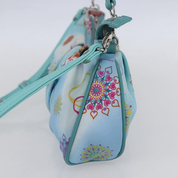 Salvatore Ferragamo Shoulder Bag Nylon 2way Light Blue Silver Auth ka057V