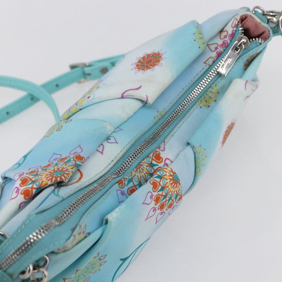 Salvatore Ferragamo Shoulder Bag Nylon 2way Light Blue Silver Auth ka057V