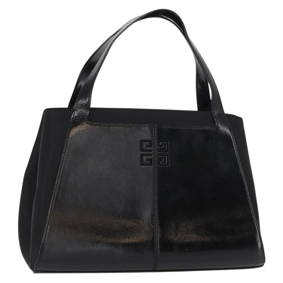 GIVENCHY Hand Bag Leather Black Silver Auth ka060