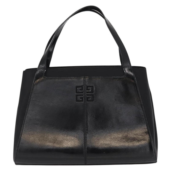 GIVENCHY Hand Bag Leather Black Silver Auth ka060
