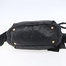 PRADA Hand Bag Leather 2way Black Gold Auth ka061-5