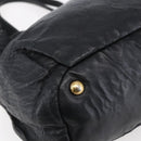 PRADA Hand Bag Leather 2way Black Gold Auth ka061-16