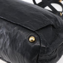 PRADA Hand Bag Leather 2way Black Gold Auth ka061-17