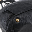 PRADA Hand Bag Leather 2way Black Gold Auth ka061-18