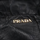 PRADA Hand Bag Leather 2way Black Gold Auth ka061-19