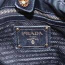 PRADA Hand Bag Leather 2way Black Gold Auth ka061-20