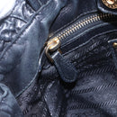 PRADA Hand Bag Leather 2way Black Gold Auth ka061-21
