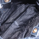PRADA Hand Bag Leather 2way Black Gold Auth ka061-10