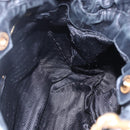 PRADA Hand Bag Leather 2way Black Gold Auth ka061-22