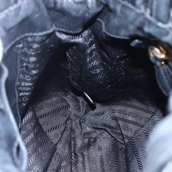 PRADA Hand Bag Leather 2way Black Gold Auth ka061