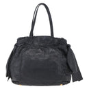 PRADA Hand Bag Leather 2way Black Gold Auth ka061-2