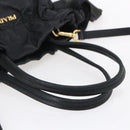 PRADA Hand Bag Leather 2way Black Gold Auth ka061-7