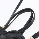 PRADA Hand Bag Leather 2way Black Gold Auth ka061-8