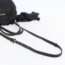 PRADA Hand Bag Leather 2way Black Gold Auth ka061-9