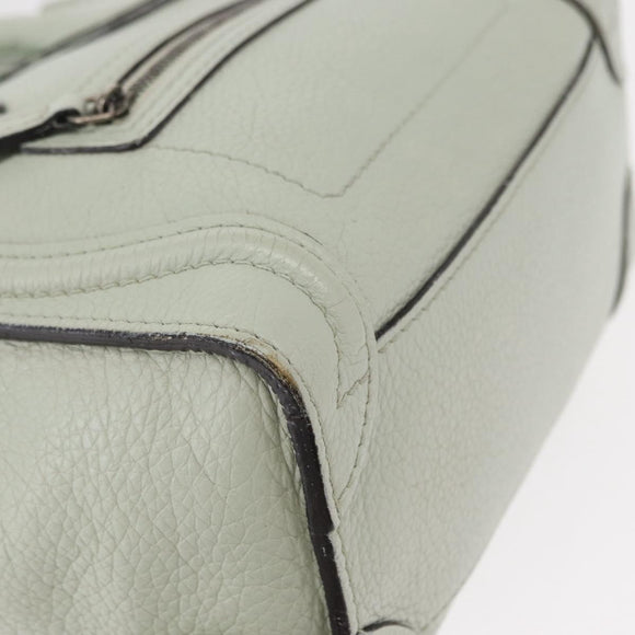 CELINE Luggage Nano Shopper Hand Bag Leather 2way Light Blue Silver Auth ka062