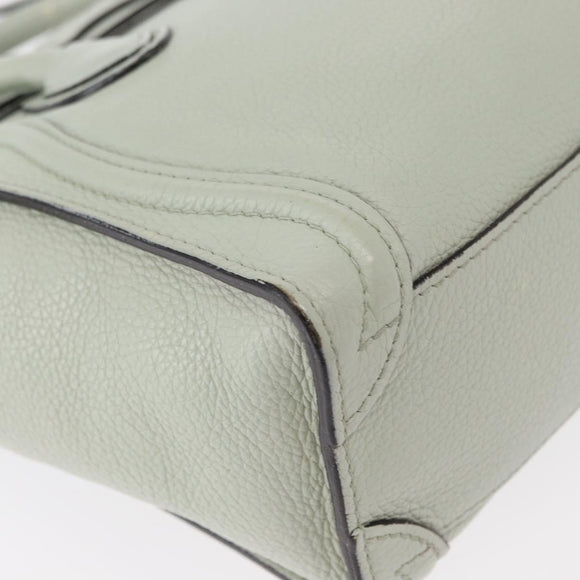 CELINE Luggage Nano Shopper Hand Bag Leather 2way Light Blue Silver Auth ka062