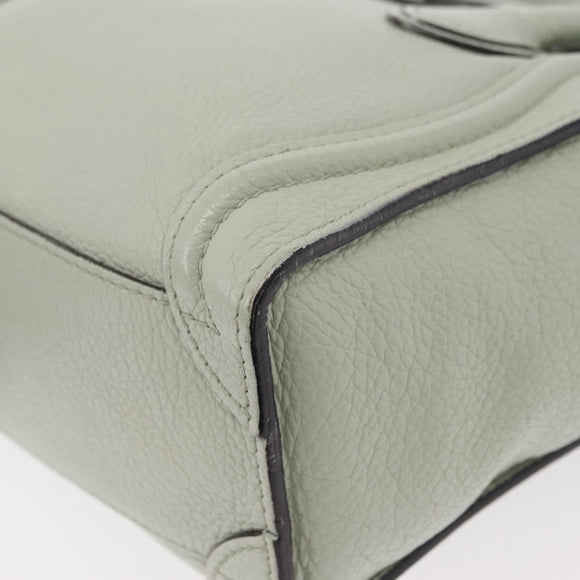 CELINE Luggage Nano Shopper Hand Bag Leather 2way Light Blue Silver Auth ka062