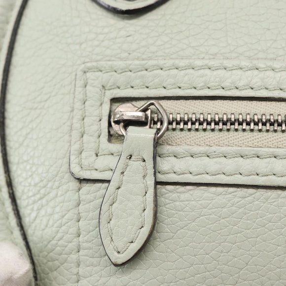 CELINE Luggage Nano Shopper Hand Bag Leather 2way Light Blue Silver Auth ka062