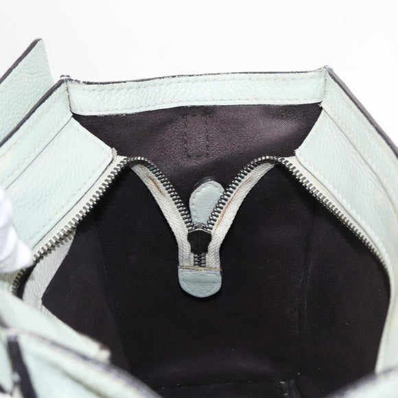 CELINE Luggage Nano Shopper Hand Bag Leather 2way Light Blue Silver Auth ka062