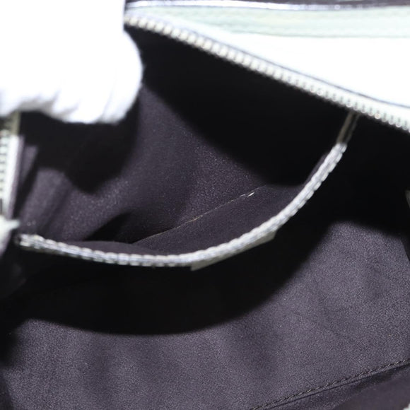 CELINE Luggage Nano Shopper Hand Bag Leather 2way Light Blue Silver Auth ka062