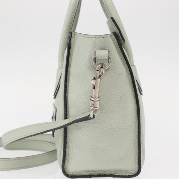 CELINE Luggage Nano Shopper Hand Bag Leather 2way Light Blue Silver Auth ka062