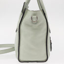 CELINE Luggage Nano Shopper Hand Bag Leather 2way Light Blue Silver Auth ka062-4