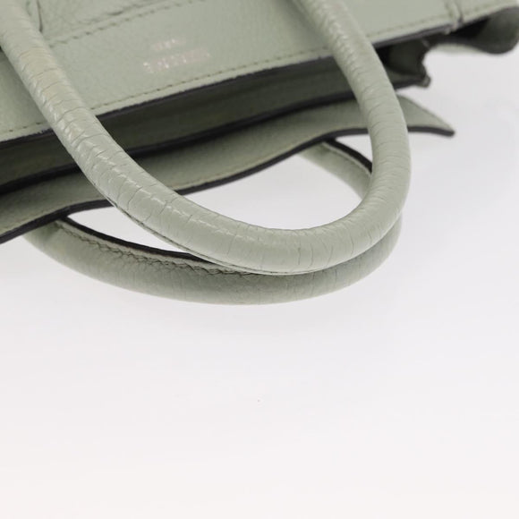 CELINE Luggage Nano Shopper Hand Bag Leather 2way Light Blue Silver Auth ka062