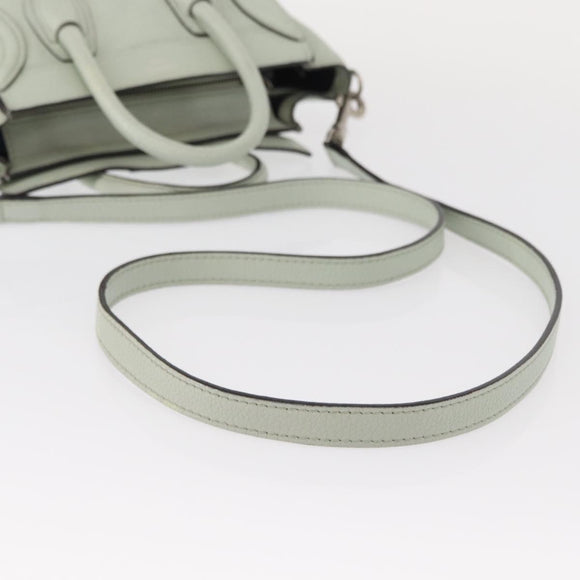 CELINE Luggage Nano Shopper Hand Bag Leather 2way Light Blue Silver Auth ka062