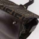 FENDI Zucca Canvas Hand Bag Black Brown Silver Auth ka063-15