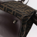 FENDI Zucca Canvas Hand Bag Black Brown Silver Auth ka063-17
