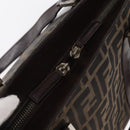 FENDI Zucca Canvas Hand Bag Black Brown Silver Auth ka063-10