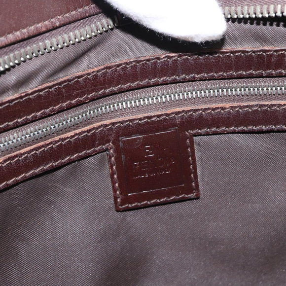 FENDI Zucca Canvas Hand Bag Black Brown Silver Auth ka063