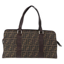 FENDI Zucca Canvas Hand Bag Black Brown Silver Auth ka063-2