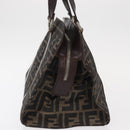 FENDI Zucca Canvas Hand Bag Black Brown Silver Auth ka063-3