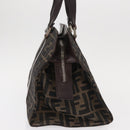 FENDI Zucca Canvas Hand Bag Black Brown Silver Auth ka063-4